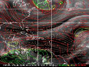 Météo tropicale : Carte des vents de cisaillement.