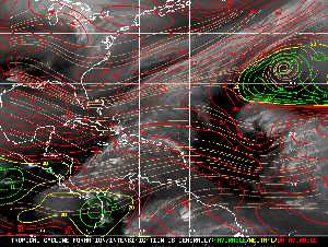 Météo tropicale : Carte des vents de cisaillement.