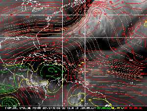 Météo tropicale : Carte des vents de cisaillement.