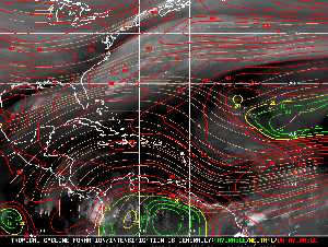 Météo tropicale : Carte des vents de cisaillement.