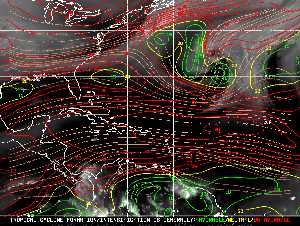 Météo tropicale : Carte des vents de cisaillement.