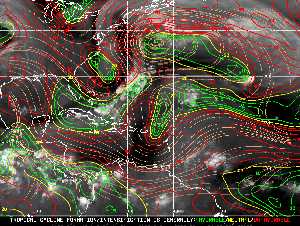 Météo tropicale : Carte des vents de cisaillement.