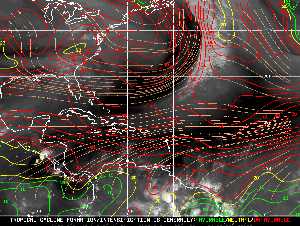 Météo tropicale : Carte des vents de cisaillement.