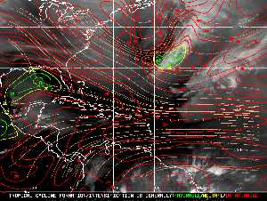 Météo tropicale : Carte des vents de cisaillement.