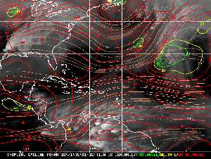Météo tropicale : Carte des vents de cisaillement.