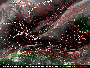Météo tropicale : Carte des vents de cisaillement.