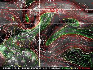Météo tropicale : Carte des vents de cisaillement.