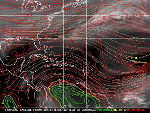 Météo tropicale : Carte des vents de cisaillement.