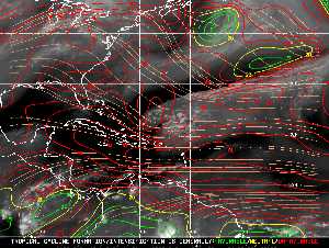 Météo tropicale : Carte des vents de cisaillement.