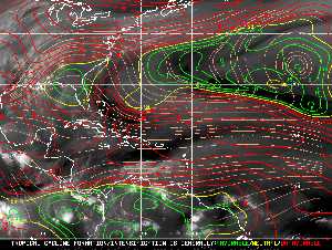 Météo tropicale : Carte des vents de cisaillement.