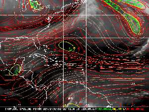 Météo tropicale : Carte des vents de cisaillement.