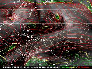 Météo tropicale : Carte des vents de cisaillement.
