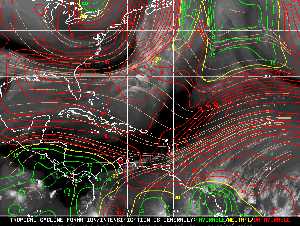 Météo tropicale : Carte des vents de cisaillement.