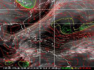 Météo tropicale : Carte des vents de cisaillement.