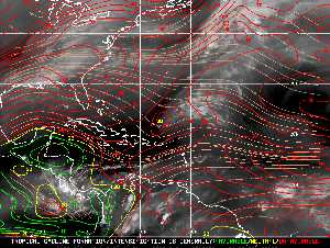 Météo tropicale : Carte des vents de cisaillement.
