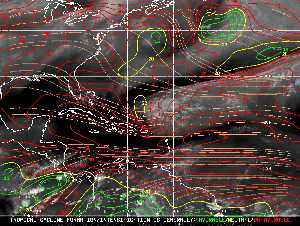 Météo tropicale : Carte des vents de cisaillement.