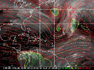Météo tropicale : Carte des vents de cisaillement.