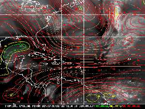 Météo tropicale : Carte des vents de cisaillement.