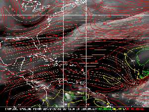 Météo tropicale : Carte des vents de cisaillement.
