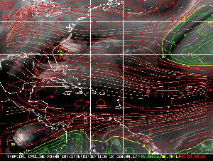 Météo tropicale : Carte des vents de cisaillement.