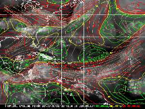Météo tropicale : Carte des vents de cisaillement.