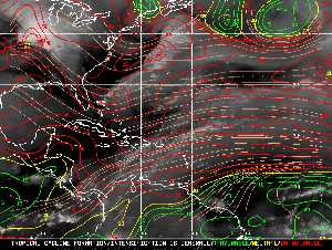 Météo tropicale : Carte des vents de cisaillement.