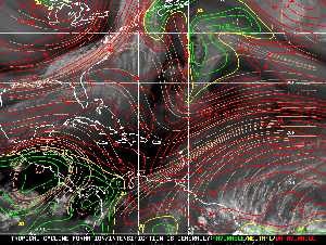 Météo tropicale : Carte des vents de cisaillement.