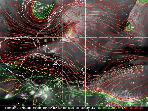 Météo tropicale : Carte des vents de cisaillement.