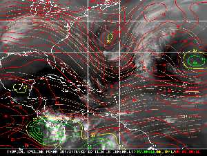 Météo tropicale : Carte des vents de cisaillement.