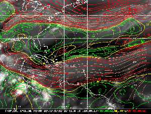 Météo tropicale : Carte des vents de cisaillement.