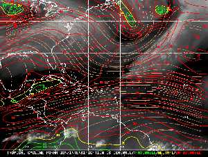 Météo tropicale : Carte des vents de cisaillement.