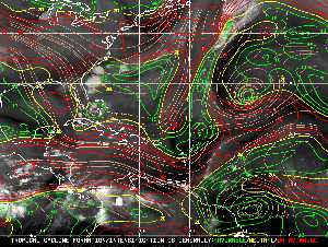 Météo tropicale : Carte des vents de cisaillement.