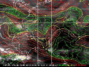 Météo tropicale : Carte des vents de cisaillement.