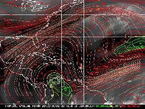 Météo tropicale : Carte des vents de cisaillement.
