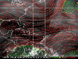 Météo tropicale : Carte des vents de cisaillement.