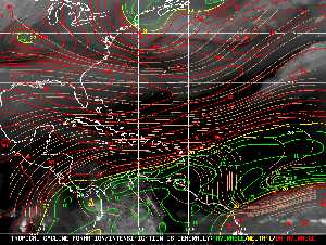 Météo tropicale : Carte des vents de cisaillement.