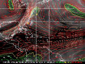 Météo tropicale : Carte des vents de cisaillement.