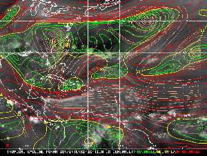 Météo tropicale : Carte des vents de cisaillement.