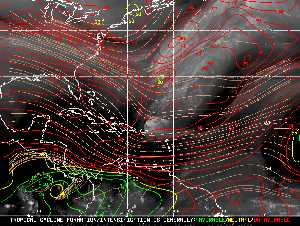 Météo tropicale : Carte des vents de cisaillement.