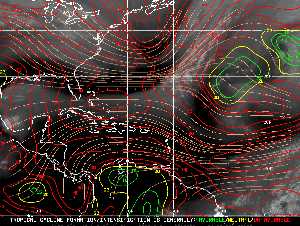 Météo tropicale : Carte des vents de cisaillement.