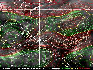 Météo tropicale : Carte des vents de cisaillement.