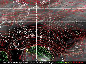 Météo tropicale : Carte des vents de cisaillement.
