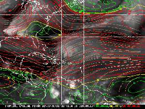 Météo tropicale : Carte des vents de cisaillement.