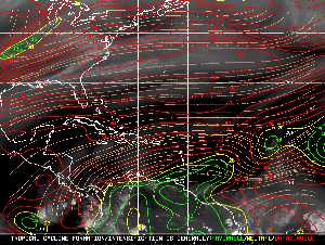 Météo tropicale : Carte des vents de cisaillement.