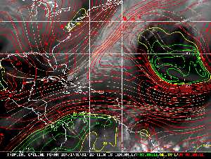 Météo tropicale : Carte des vents de cisaillement.