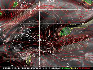 Météo tropicale : Carte des vents de cisaillement.