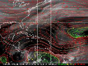 Météo tropicale : Carte des vents de cisaillement.