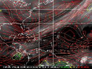 Météo tropicale : Carte des vents de cisaillement.