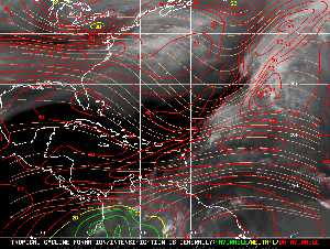 Météo tropicale : Carte des vents de cisaillement.