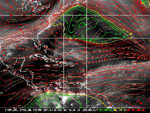 Météo tropicale : Carte des vents de cisaillement.